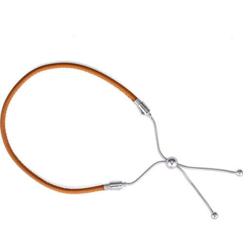 2 Types Golden Tan & Black Color Leather Bracelets for Women Clear CZ Sliding Chain 925 Sterling Silver Jewelry Braided Rope DIY