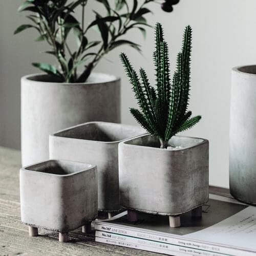 Square Plant Pot Money Legs Cement Modern Shabby Chic Flowerpot Outdoor Tree Wooden Farmhouse Macetero Garden Accessories ZZ50HP
