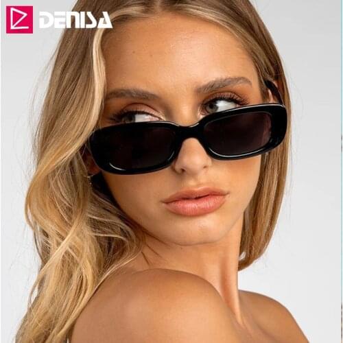 DENISA Small Rectangle Sunglasses Women Men 2020 Luxury Brand Retro Black Sunglasses Square Sun Glasses Vintage Oculos G13008