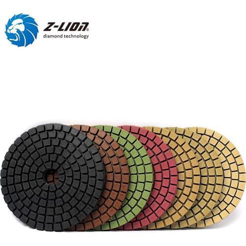Z-LION 3" Flexible Wet Polishing Pad Kit 7 Pcs/Set Sanding Pad For Concrete Stone Polish Floor Diamond Tools Wet Polisher