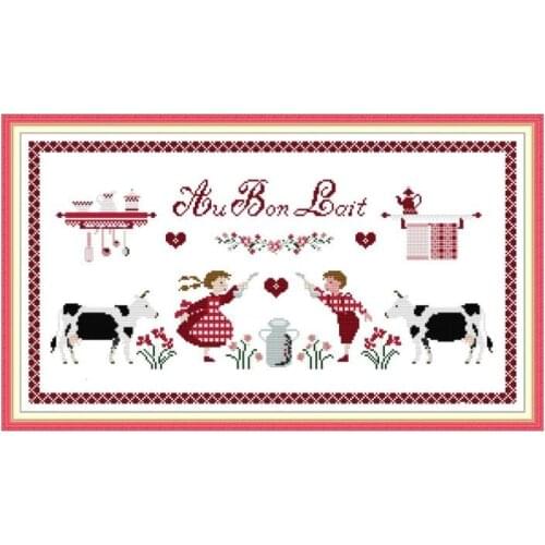 Boy and girl cross stitch kit aida 14ct 11ct count printed canvas stitches embroidery DIY handmade needlework