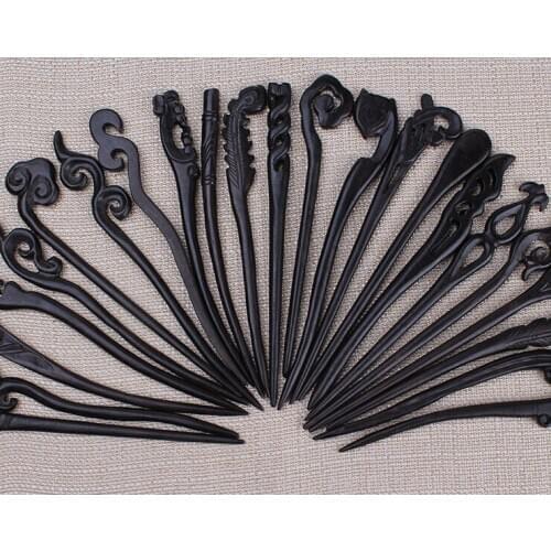 Purely Handmade Gentility Sticks Whole Wood Ebony Hair Pins Hairpin Accessory Hair Clip Hairpin Item No.1~15 B-A