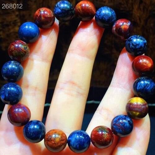 Genuine Natural Blue Red Pietersite Gemstone Round Beads Bracelet 10.4mm Cat Eye Pietersite Bangle From Namibia Genuine AAAAAA