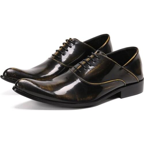 New Fashion Men Dress shoes formal shoes mens Handmade business shoes wedding shoes Big Size genuine Leather Lace-up Male