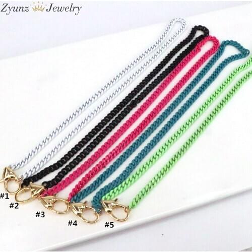5PCS, 6MM Width Enamel Link Chain Necklaces 18inch Gold Color Lobster Clasp Chain Jewelry Wholesale, Choose Color