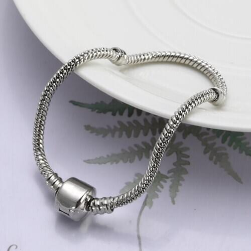 Silver Plated Bracelets Bangle High Quality 17-22cm Snake Chain Link Bracelet Charm Jewelry For Women DIY Jewelry Making