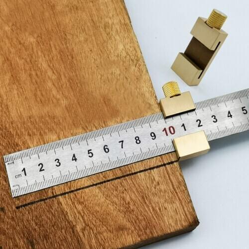 Positioning Block Gauge Brass Block Corner Steel Ruler Locator With 30CM Steel Ruler Home Woodworking Tools Easy Installation
