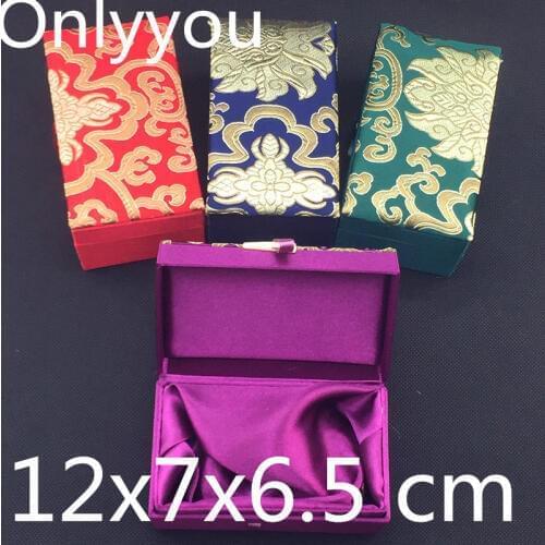 Cotton Filled Rectangle Luxury Chinese Silk Satin Gift Box for Watch Bracelet Jewelry Storage Case Necklace Packaging