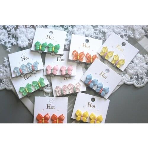 10 Colors Cute Animals Butterfly Clip on Earrings for Children Girls No Pierced Earring Jewelry Play Costume Fashion Accessory