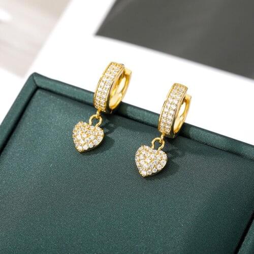 Heart Drop Earrings For Women Crystal Zircon Earing Wedding Band 2020 Trend Jewelry Vintage Valentines Day Gift bijoux femme