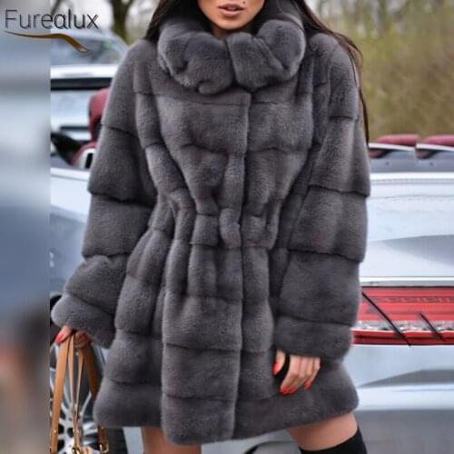 FUREALUX Natural Real Mink Fur Coat Winter Luxury High Quality Warm Vintage Mink Fur For Women All-match Elegant Outerwear