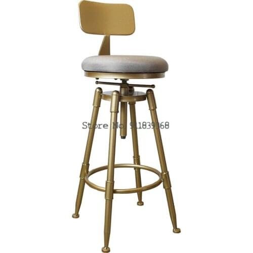 Nordic Gold Bar Chair Bar Chair Rotary Lift Chair High Footed Stool Iron Back Home Bar Stool Bar Chair