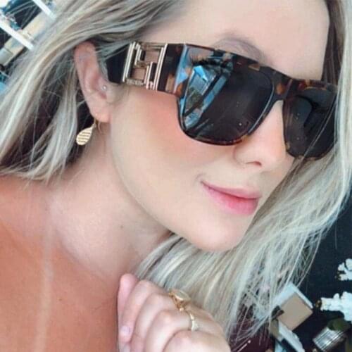 Black Rectangle Sunglasses Men Vintage Goggles Italy Design Brand Vintage Sun glasses Female Mens Square Shades gafas de sol