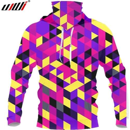 UJWI 2020 Man Colorful Rhombus Mask Hoodies 3D Printed Harajuku Big Size With Mask Streetwear 5XL Wholesale Dropship Recommend