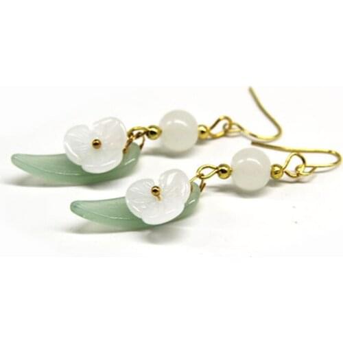 Vintage Hanfu Pearl chinese traditional handmade Flower Blossom Wedding Earring Jewelry Women earrings Party Accessory