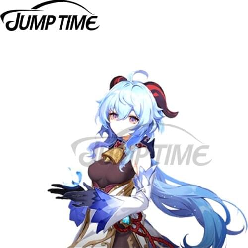 Jump Time 13 x 7.7cm For Ganyu Peeker Genshin Impact Car Stickers Car Accessories Decal Waterproof Sunscreen Repair Trunk Decor
