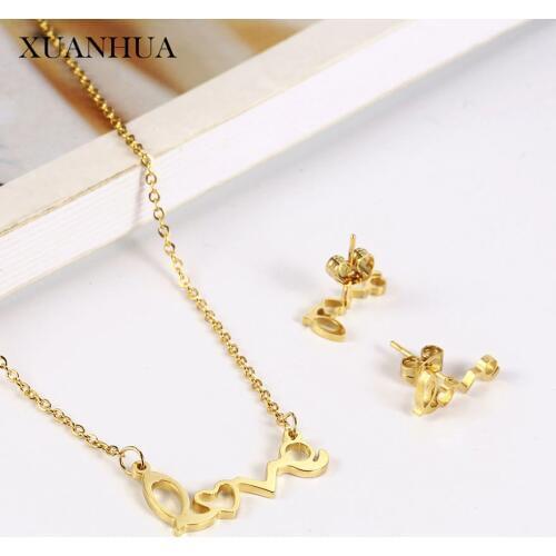 XUANHUA Necklace Earrings Set Stainless Steel Jewelry Woman Vogue 2019 Jewelry Accessories Bohemian Jewelry Sets Wholesale