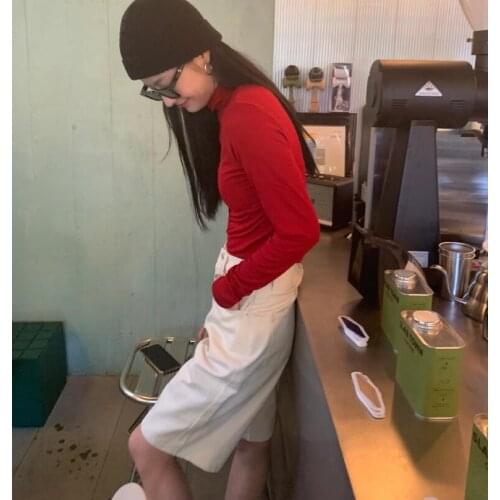 Womens Autumn Winter Slim Inside Long sleeve t-shirt