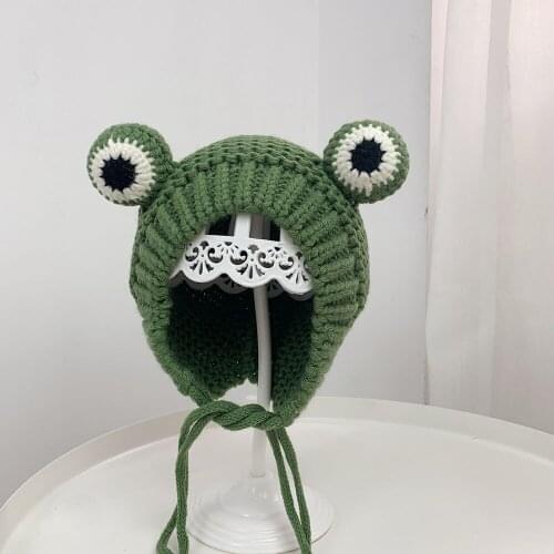 Winter Skullies 2021 Baby Frog Hat Crochet Knitted Hat Costume Beanie Hats Cap kids Gift Baby Anime Hat Photography Prop Party