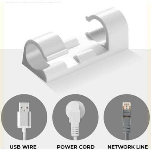20/60/100/200PCS Self-adhesive Cable Clip Transparent Desktop Cable Organizer Hook Power Wire Fixing Clamp Plug Holder Wire Clip