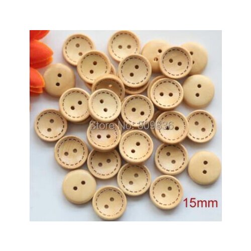 30pcs/lot Size:15/18/20mm Vintage Wooden Button 2-hole Buttons for Sewing Clothing (KK-500)