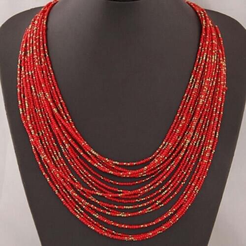 6 Color Bohemia Style Multi-layer Bib Statement Collar Glass Beaded Choker Necklace Fashion Jewelry For Women Wholesale