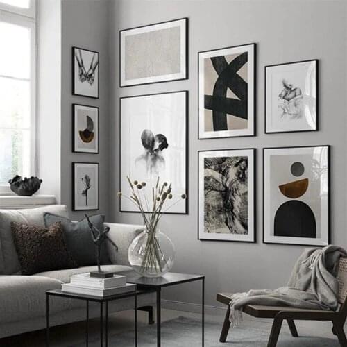 Abstract Geometry Poster Wall Art Canvas Art Painting Black And White Figure Print Home Decor Picture For Living Room Design