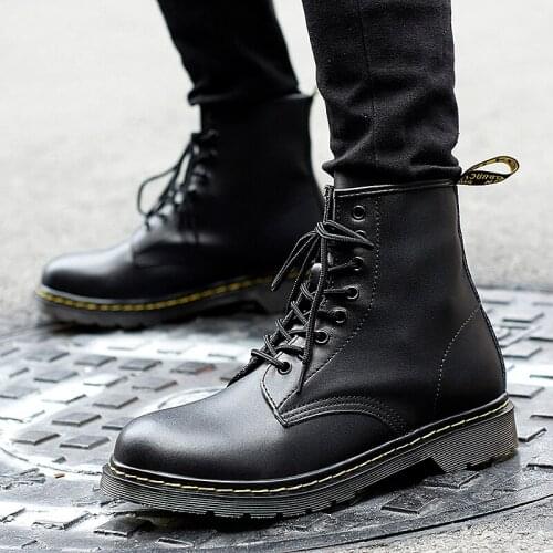 New Classic Black Waterproof Pu Leather Boots Mens High Top Spring and Autumn Boots Chelsea Mens Casual Comfortable Boots