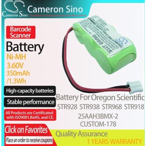 CameronSino Battery for Oregon Scientific STR928 STR938 STR968 STR918 fits Oregon Scientific 25AAH3BMX-2 Barcode Scanner battery
