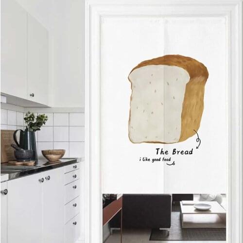 Door Curtains Cartoon Food Pattern Kitchen Living Room Bedroom Art Partition Curtains Bathroom Kitchen Short Curtains