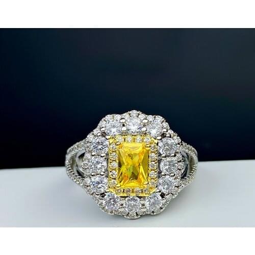 0.5CT 4*6MM Rectangular Cut Citrine Pink Gemstone Flower Design For Women Rings 2020 Fashion Wedding Birthday Fine Jewelry Gifts