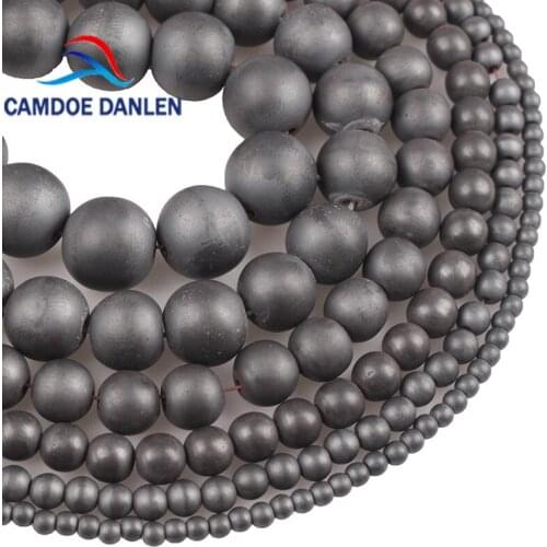 Natural Stone Dull Polish Matte Black Hematite Round Beads 2 3 4 6 8 10 12 14 16 18 20MM Diy Bracelet Necklace Jewelry Making