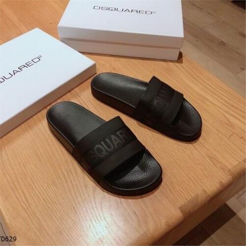 DSQUARED2 Summer mens Outdoor Slippers Footwear black male Sandals italy letter pattern Beach Shoes fashion streetwear