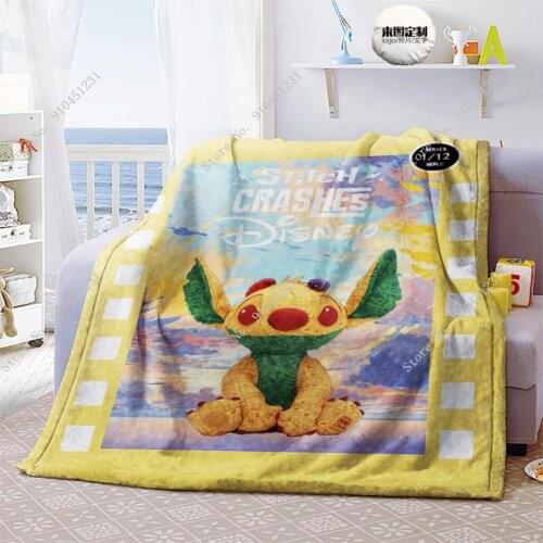 Cute Disney Lilio & Stitch Custom Flannel Blanket Plush Velvet Warm Bed Home Throw Sofa Cover Children Boys Girls Gift 150x200cm