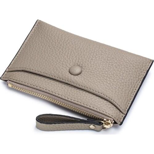 Mini Slim Women Clutch Coin Purse Card Holder Retro Fashion Female Small Wallet Genuine Leather Zipper Money Bag Key Case Purses
