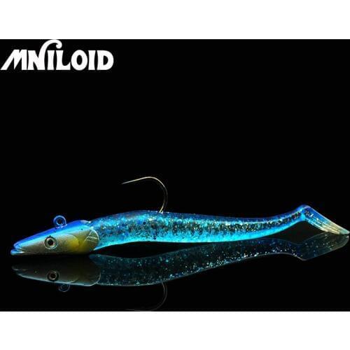 MNILOID 11cm 22g Soft Fishing Lures Sinking Pencil Shaped Jig Fish Head soft bait Artificial plastic lures 5 color With Hooks