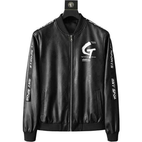 2019 New Arrival PU Leather Jacket Men Autumn Winter Stand Collar Zipper Fashion Men Coat Casual Dress Leather Jacket