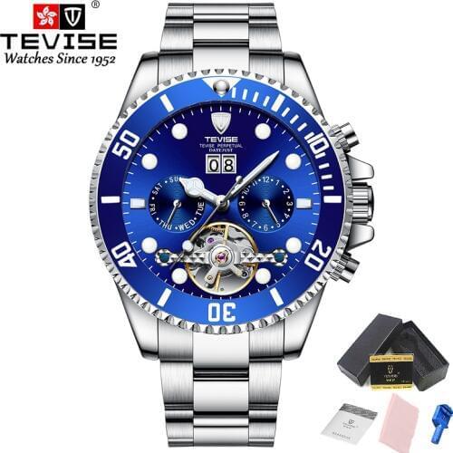 TEVISE T823F Wristwatch Mens Automatic Mechanical Watch for Men Date Week Luminous Waterproof Men Watches Dropshipping Tool 2019