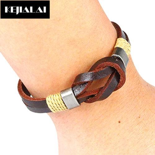 Punk Style Men Leather Bracelet Charm Bangles High Quality PU Leather Three Rope Braided Bracelet for Men Women Buckle Homme