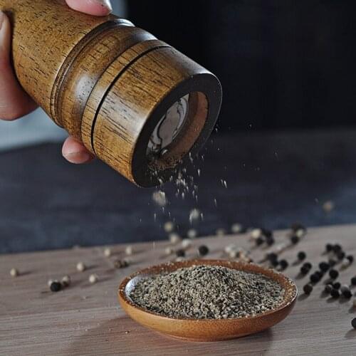 5/8 Inch Wood Manual Pepper Grinder Salt and Pepper Mill Set Salt Shakers with Adjustable Ceramic Rotor Kitchen Mills Tools