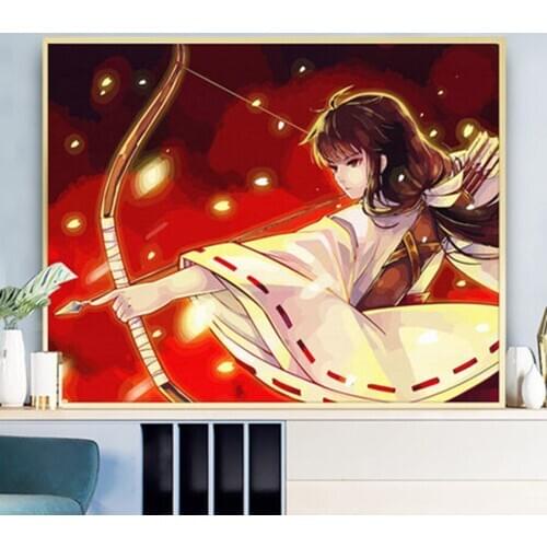 Painting By Numbers DIY Cartoon Inuyasha Handmade Gift Paint By Number Canvas Kits Figure Acrylic Paint Decoration