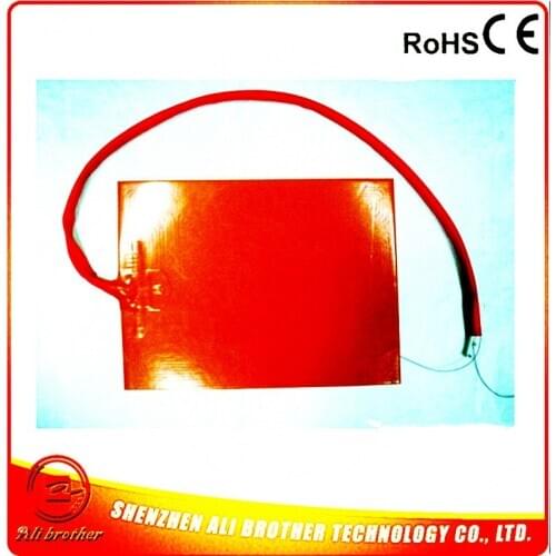 Silicone Rubber 3D Printer Heater 12v 360w 300*400*1.5mm adhesive 1face 100k thermistor1000mm lead wire come out from short side