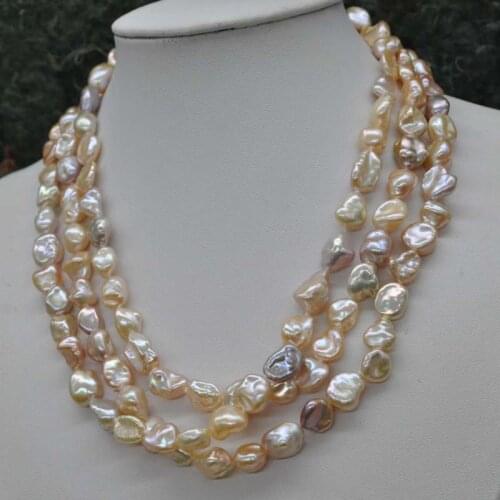 Newly 120cm natural baroque keshi freshwater pearl endless necklace Q30297