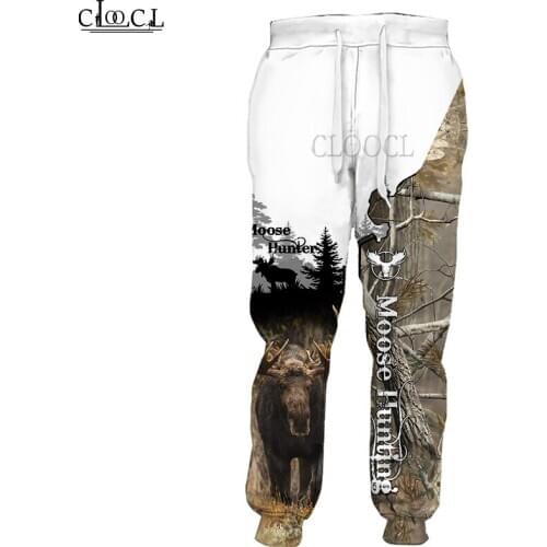 HX Newest Popular Moose Hunting 3D Print Trousers Men Women Popular Streetwear Fashion Harajuku Casual Pant Drop Shipping