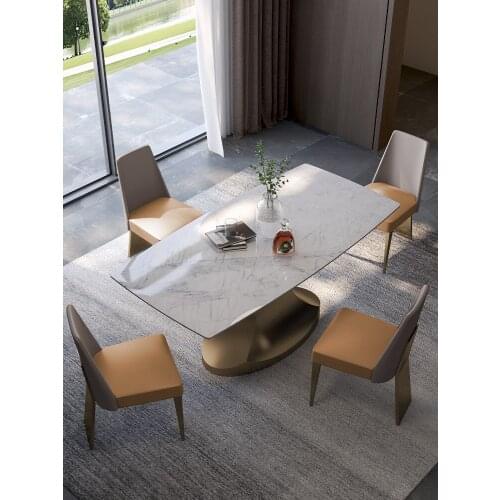 Dining table rectangular dining table household designer Italian minimalist table and chair combination