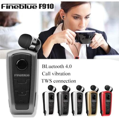 Wholesale Headset F910 Fineblue Bluetooth V4.0 Headset In-Ear Vibrating Alert Wear Clip Hands Free Earphone 10pcs/lot