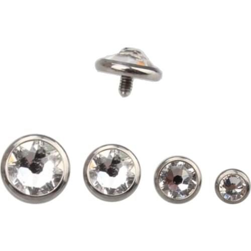 10Pcs/lot Titanium Skin Diver Dermal Anchor Tops clean Cubic Zirconia Surface Piercing DIY Body Piercing Attachments 3/4/5/6mm