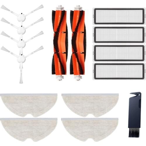 Whole Set Robot Accessories for Xiaomi Dreame F9 Dream F 9 Robot Vacum Cleaner (2 Main Brush + 4 Side Brush + 4 Filter + 4 Mop)