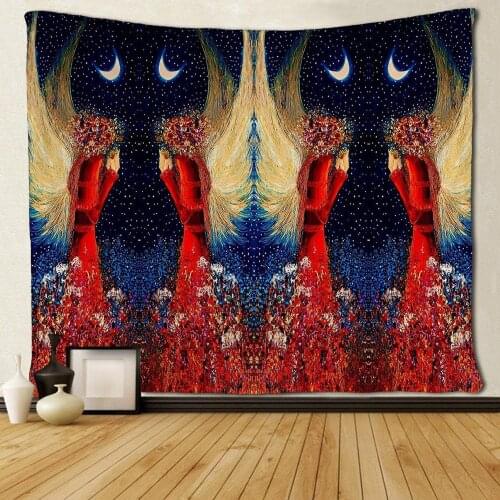 Custom Red Angel Girl Illustration Tapestries Unique Art Home Decorations