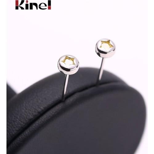 Kinel Silver 925 Jewelry Earrings for Women Yellow Star Zircon Minimalist Mini Accessories Wedding Party Romantic Gifts